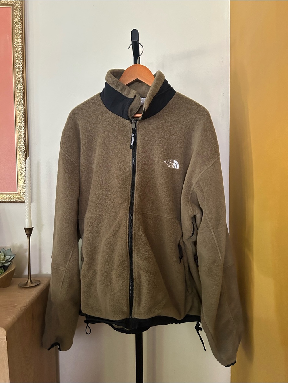 Vintage The North Face Men's XL Full Zip Fleece Jacket Olive Green Tan Gorpcore